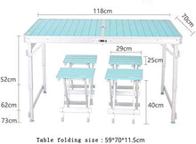 YANGYUAN Tavolo pieghevole e sedia tutto in alluminio tavolo da esterno con 4 sedie e foro per ombrello combinazione portatile tavolo da campeggio barbecue tavolo