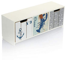 com-four® Comò mini con 3 cassetti - mobile in legno dal design marittimo - mini mobile per riporre gioielli, cosmetici e piccoli oggetti (1 pezzo - 33x10x12-3 cassetti)