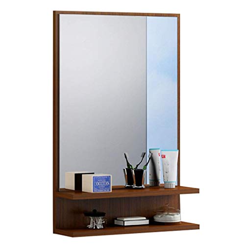 GJSN Nordic Style Modern Home Bagno Mobile Bagno, Armadi a Specchio Bagno in Legno Massello con Mensola Armadio a Tenuta a Muro, Impermeabile e Anti-Nebbia (Colore: Brown, Dimensioni: 40 * 10 * 71 Cm