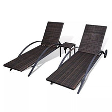 vidaXL Lettino Prendisole 3 pz in Polirattan Marrone Sdraio Giardino Spiaggia