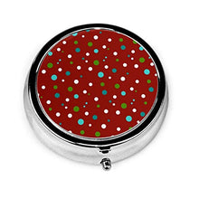 Holiday Dots - Contenitore rotondo per pillole con 3 scomparti, in metallo, per medicina e vitamine, per viaggi all'aperto