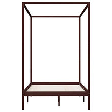 BIGTO - Struttura letto a baldacchino in legno di pino massiccio, per camera da letto, 140 x 200 cm, colore: Marrone scuro