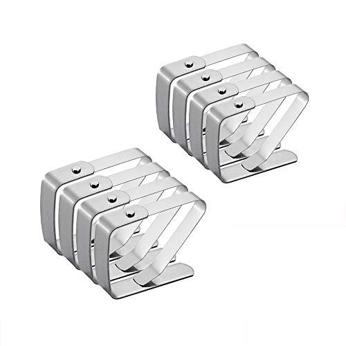 CINY Tovaglia Clip in Acciaio, Fermatovaglia Acciaio Inossidabile, Holder 8 Pezzi, Tablecloth Clip Regolabile, Argento, per Pranzo a Casa All'Aperto Picnic Barbecue Festa di Nozze Ristorante Buffet