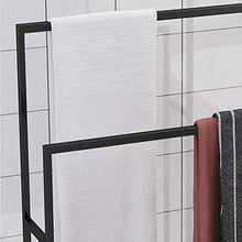 EEUK Porta Salviette Bagno da Terra, Portasciugamani 2 Bracci, Moderno Porta Salviette per Asciugamani o Accappatoi, Metallo Cromato, Nero
