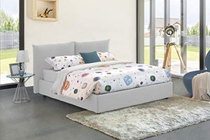 Talamo Italia Letto contenitore Matrimoniale Rosa, Made in Italy, Letto con rivestimento in tessuto, Apertura frontale, adatto per materasso cm 160x200, Bianco