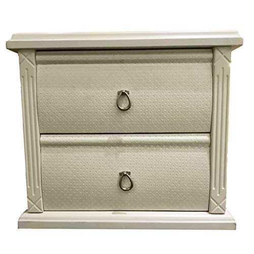 FAPROL Comodino Avorio per Camerette Comodini in Legno con Cassetti Comodina con Maniglia Ad Anello Armadietti Portaoggetti
