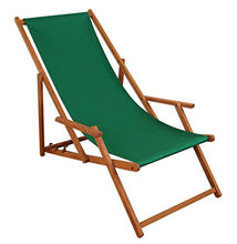 Erst-Holz Lunga Sedia a Sdraio Verde in Legno di Faggio con poggiapiedi e Cuscino Scuro 10-304FKD