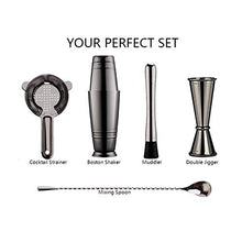 Wenzhihua Set di Miscelazione per Cocktail Black Placcato Boston Cocktail Shaker Bar Set: Shaker Tin, Cocktail Strointer, Double Jigger,Strumento A Barre