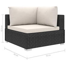 vidaXL Set Divani da Giardino 12 pz con Cuscini Foderati Lavabili Modulare Leggero Elegante Arredi da Esterno in Polyrattan Nero Telaio in Acciaio