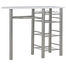 vidaXL Set da Bar 3 pz con Mensole Robusto Pratico Pieghevole con Portabottiglie Tavolo e Sgabelli in Legno e Acciaio Bianco e Argento