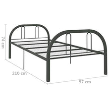 BIGTO - Struttura per letto in metallo e acciaio, per camera da letto, colore: grigio, 90 x 200 cm