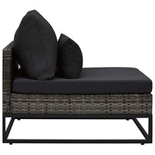Tidyard 4 pz Set Divano da Giardino, Divano da Soggiorno, 4 Divani con Cuscini, Set Divani Modulari da Giardino per Esterno, Salottino da Giardino in Polyrattan Grigio