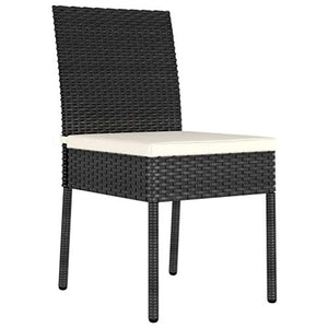 SKM Set da Pranzo da Giardino 7 pz in Polyrattan Nero (54.95kg)