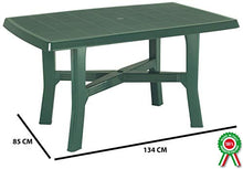 SF SAVINO FILIPPO Tavolo tavolino Rettangolare in Resina di plastica Verde per Esterno da Giardino terrazzo Bar sagra Campeggio con Foro per ombrellone