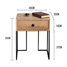DGHJK Mobili per la casa, Comodino Nordico in Legno massello + Ferro battuto Divano tavolino Tavolo angolare Comodino Armadio con 1 cassetto per Soggiorno Camera da Letto