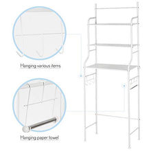 Flyelf Mensola Per WC, Scaffale Bagno e WC, con 3 Ripiani Scaffale 2 Ganci 165 * 55 * 26 cm (Bianca)
