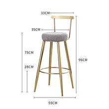 Sgabelli da bar e sedie da pranzo alla moda, robusti sgabelli alti con schienale imbottiti per cucine e pub gambe in metallo (dimensioni: 75 cm)