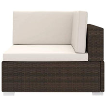 vidaXL Poltrona Modulare ad Angolo 1 pz con Cuscini Foderati Lavabili Leggera Elegante Arredi Esterno Divano in Polyrattan Marrone Telaio Acciaio