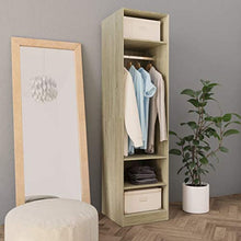 Armadietto aperto per appendere e riporre vestiti, con 3 ripiani e 1 barra per camera da letto, finitura color rovere, 50 x 50 x 200 cm