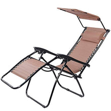 Sywlwxkq Sedie Zero Gravity con Tettoia Lettino Sdraio Reclinabile per Spiaggia Patio Giardino Campeggio Supporto Esterno 200 kg Marrone