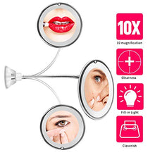 Lshbwsoif - Specchio da trucco a LED, con ingrandimento 10x, regolabile, girevole a 360°, per bagno e camera da letto