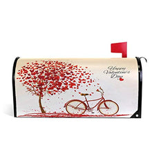 Casella postale magnetica per San Valentino Bike Tree Red Heart Cycle Copre grande cassetta postale Involucri Giardino Cantiere Home Decor Oversize Dimensioni 64,8 x 53,3 cm