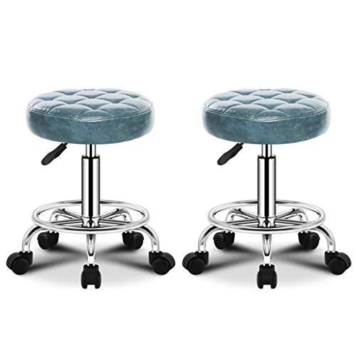 Pelle 2pcs Soft Bar Sgabello Girevole Sedia Regolabile Sgabello Sollevamento Idraulico Sgabello Girevole Texture Massaggio Rotonda Chair Bar (Color : Cyan)