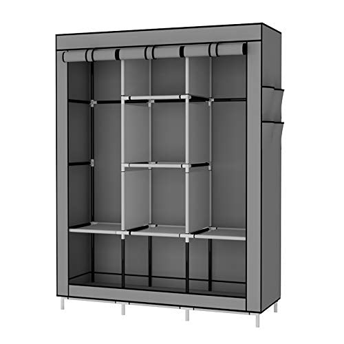 UDEAR Armadio Piccolo Cabina Guardaroba Appendiabiti Richiudibile in Tessuto Non Tessuto Grigio