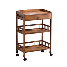 YIN YIN Carrello per Ripiani Scaffale, cremagliera del Soggiorno Mobile in Legno conveniente, Colore primario di Grande capacità con Carrello guardrail 2 Colori Carrello a rulli (Color : Brown)