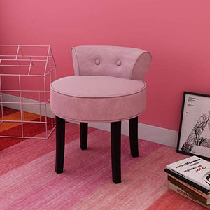 N/Z Attrezzatura Vivente Grigio Schienale Alto Vanity Toeletta Sedia Ergonomia Camera da Letto Tessuto in Velluto Tavolo da Trucco Sgabello per mobili da Camera Gambe in Legno Schienale Alto/Schienal