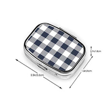 Scatola quadrata per pillole medicinali con bufalo check in blu marino e bianco moda pillola organizer da viaggio pillole dispenser per vitamine integratori