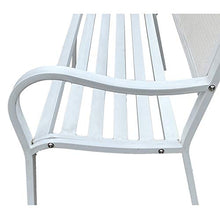 Creative LDF Panca da Giardino Bianca con Braccioli, Panca da Giardino Moderna in Metallo, Sedile Doppio da Esterno con Schienale Decorativo in Ghisa, 120x60x80cm