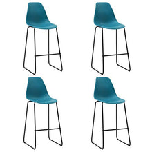 Tidyard Set 5 pz da Bar Design Moderno Alto in Plastica Turchese e Acciaio,Set Tavolo Rotondo e 4 Sedie da Bar Alti in Plastica,Set Tavolo e Sedie da Cucina Design in Plastica