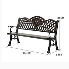 Panchina da giardino da esterno Seduta in metallo, panchina da giardino in ghisa con schienale e braccioli, seduta da giardino per esterni in stile europeo, portante 500kg, adatta per parchi e porti
