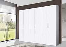 Dmora Guardaroba Legno Massello, Made in Italy, Altezza 247 cm, Armadio da Camera Moderno (Bianco, 6 Ante)