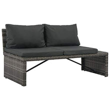 Tidyard Set Divani da Giardino 3 pz,Set Mobili da Giardino in Rattan con Cuscini in Polyrattan Grigio