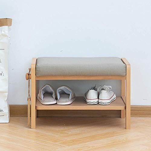 YANG Wooden Shoe Rack Change Scarpe Panca Imbottita poggiapiedi Ottomana Guardaroba Dressing Table Sgabello Carico Massimo 250kg 55 × 33 × 36 Centimetri