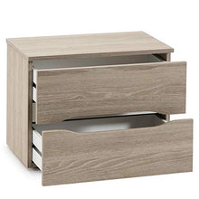 VS Venta-stock Comodino Vienna 2 Cassetti Color Legno, Guide in Metallo, 53,8 cm x 33,9 cm x 42,5 cm
