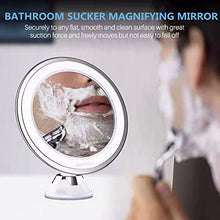 deweisn Specchio per Trucco con Ventosa -Montaggio a Parete, Ingrandimento 10X Specchio da Bagno LED Illuminato Portatile Rotazione 360 ° per Viaggio, Cosmetici e Rasatura, Batterie e USB