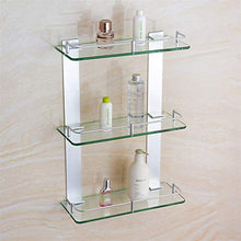 Ghelf Scaffale per stoccaggio Spazio in Alluminio Triplo ripiano in Vetro a Parete in Alluminio e Vetro Bagno Organizer Shelf Bathroom Square Doccia Doccia Organizzatore Rack Anodizing Bagno Scaffali