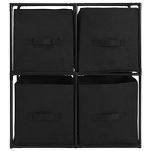 FAMIROSA Armadietto con 4 Cestini in Tessuto Nero 63x30x71 cm in Acciaio