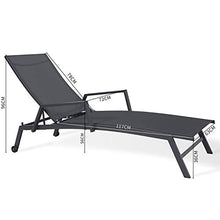 Sigtua Sdraio da Giardino, Lettini da Giardino, Lettini Poltrona Ergonomica con Struttura in Acciaio, Mare Spiaggia Piscina, Arredo Esterno,197 X 72 X 99CM, Grigio