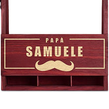Murrano Portabottiglie personalizzato per la Birra in legno - 6 bottiglie standard - idea regalo compleanno - Perfetto per ogni uomo amante della buona Birra - Baffi