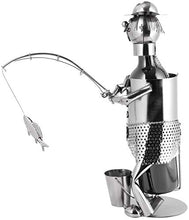 BRUBAKER Portabottiglia da Vino dal Raffinato Design Pescatore con Pesce - Portabottiglie per Vino in Metallo con Biglietto di Auguri