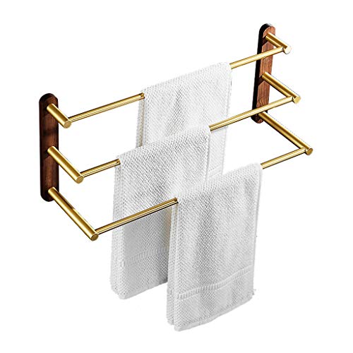 Yyqx Portasciugamani Nordic dell'oro Tre Bar portasciugamani Bagno Noce Base Guida di tovagliolo del Gancio Supporto del tovagliolo fissato al Muro Portasciugamani Rack Porta Salviette