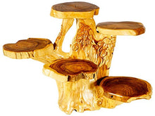 Windalf - Panchina per fiori in stile rustico con 5 ripiani LAMIR, 95 cm, con ornamenti floreali, realizzata a mano in radica