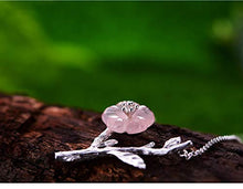 Baoxiaohed Collana in Argento Sterling, 925 Sterling Argento Temperamento Pianta Fiori Rosa Collana di Fiori alla Moda Tinta Unita, Adatta per La Festa della Mamma, Festa, Compleanno E Anniversario