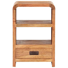 Dioche Comodino con 1 cassetto in legno di acacia massiccio, design industriale, 40 x 30 x 60 cm, finitura in palissandro