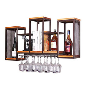 KEWEI - Supporto per Fiori da Cucina, da Parete, in Legno, Stile Vintage, per Bottiglie di Vino