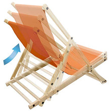 ECD Germany Sedia Sdraio Pieghevole in Legno di Pino e Tessuto Oxford - fino a 120 kg - Colore Arancione - Lettino Prendisole Spiaggia Balcone Giardino Terrazza Piscina Spiaggina da Esterno Resistente